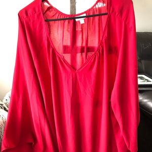 Avenue red blouse sheer